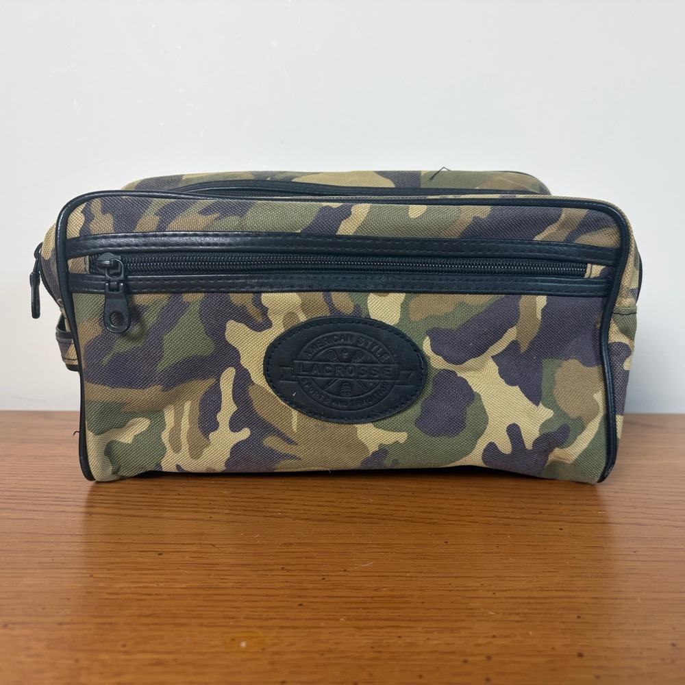 Lacrosse American Style Sports and Tradition Camo Toiletry Dopp Kit Bag Vintage